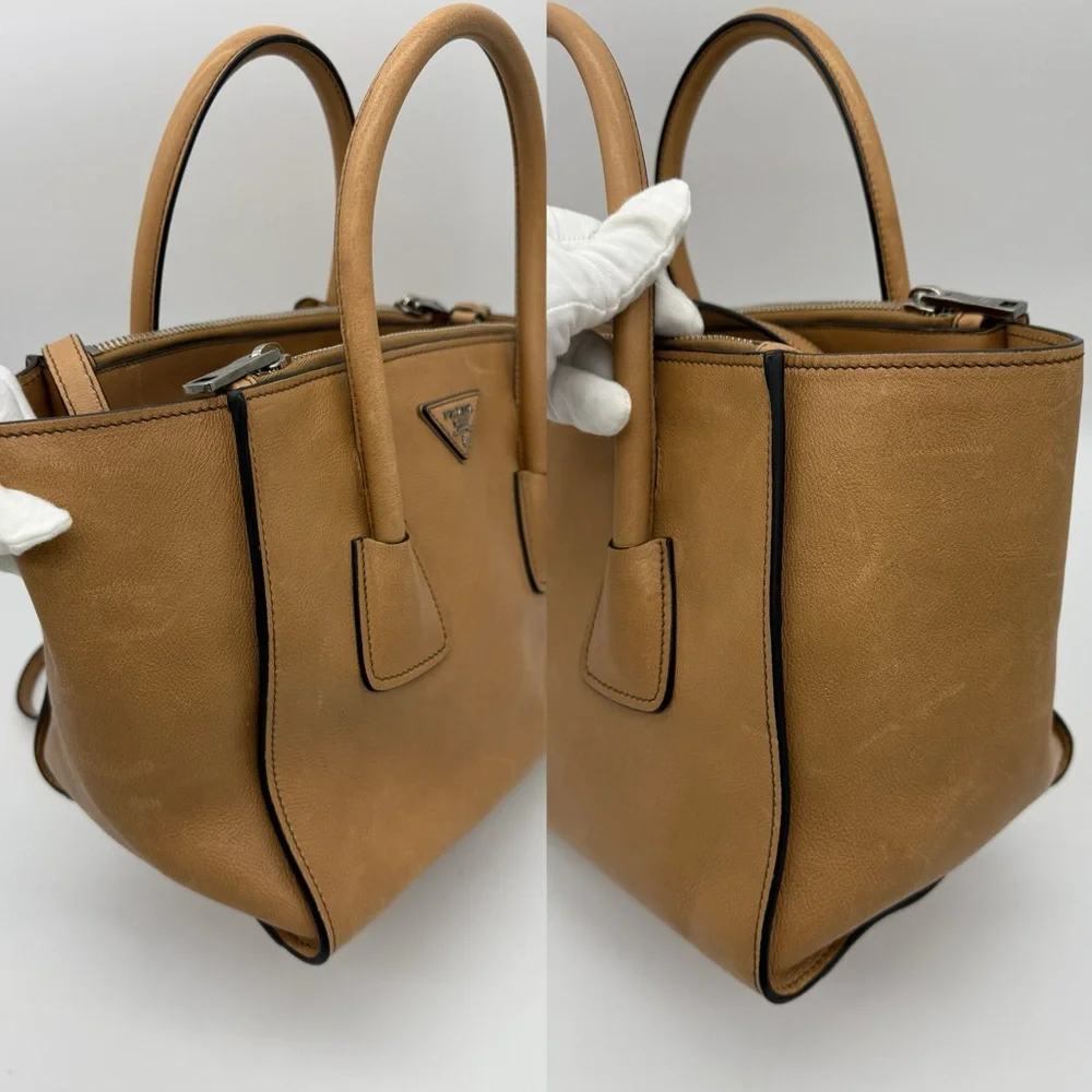 Authentic Prada light brown Calfskin leather tote - Picture 10 of 15